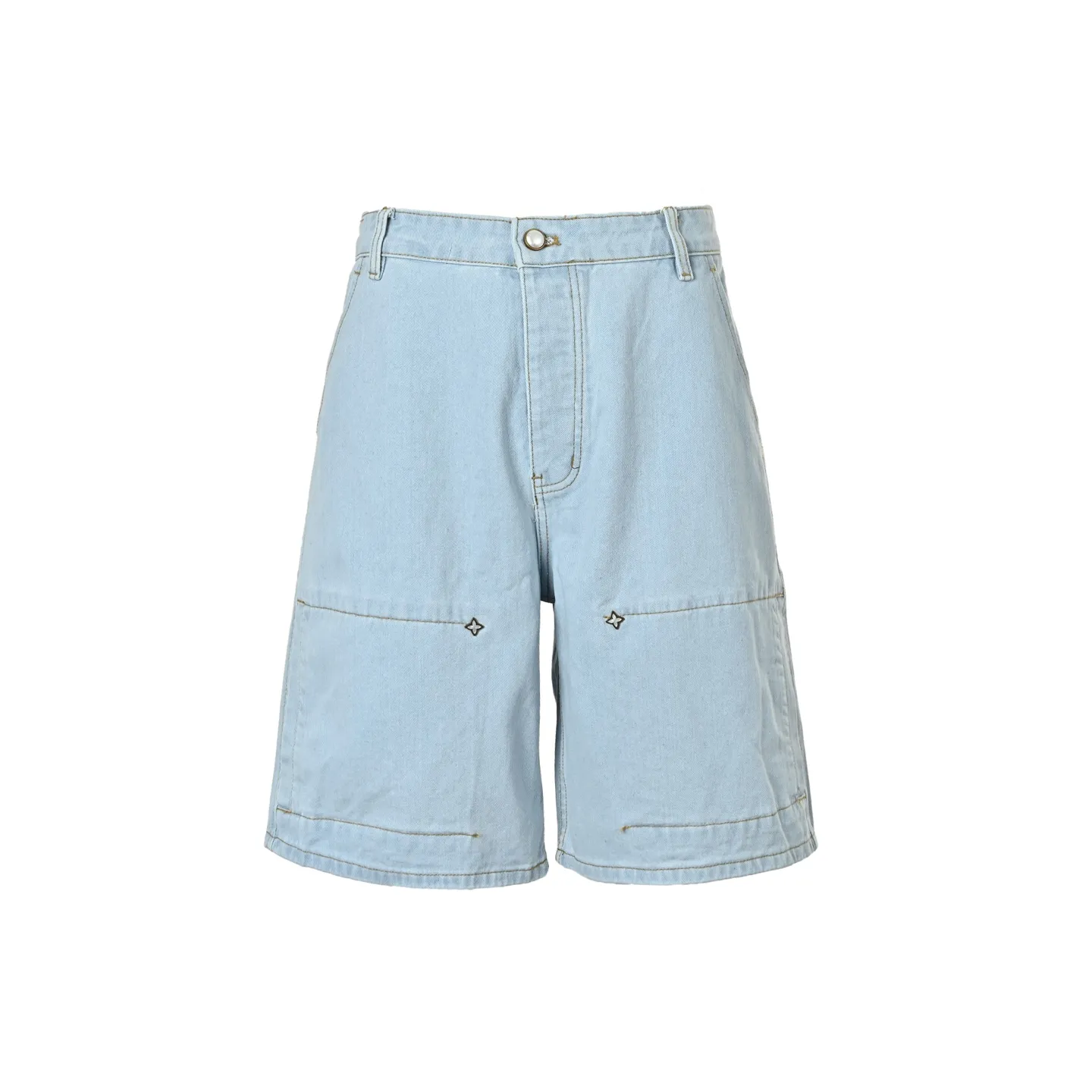Louis Vuitton/Louis Vuitton logo embroidered rivet five-point denim shorts
